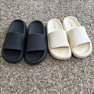2 pair of slides. black & white/cream.